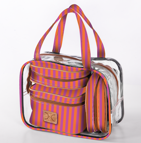 Cosmetic MAXI Bag Set Laminated Fabric - Linear - Preppy