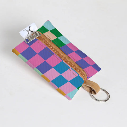 Key Ring Laminated Fabric - Checker - Preppy