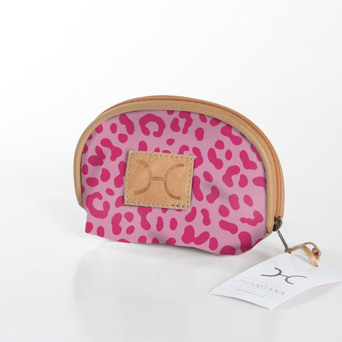 Makeup Bag Laminated Fabric - Cheetah - Pink