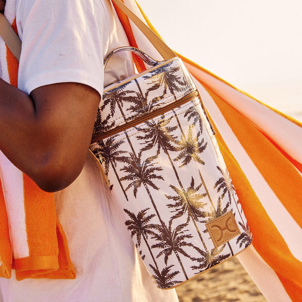 Wine Cooler Double Carry Bag - Laminated Fabric - Palm - Neutral