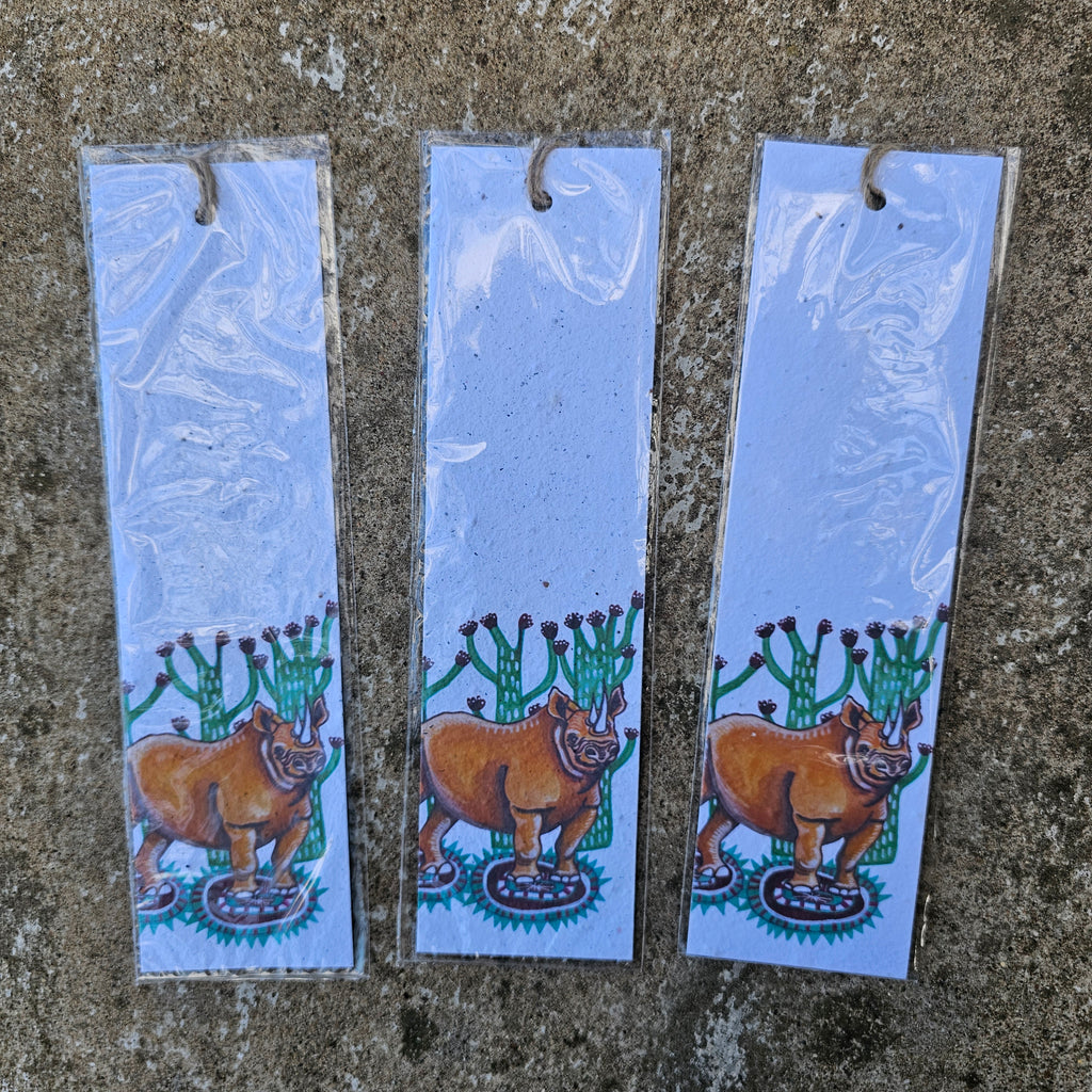 Rhino - Growing Paper Bookmark