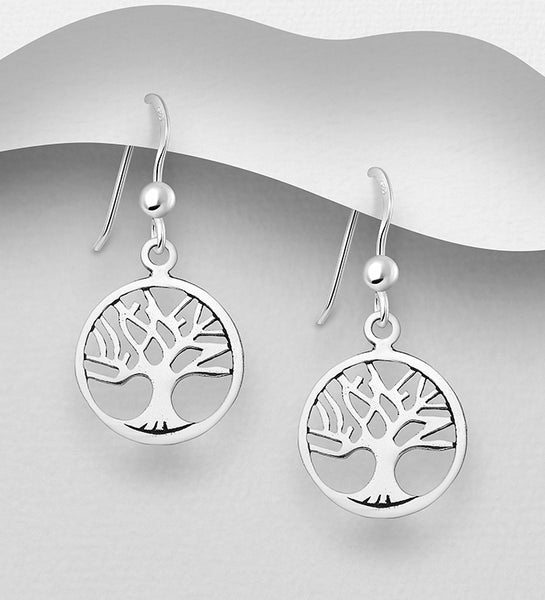 Sterling Silver Tree of Life Hook Earrings - Style 2