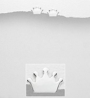 Sterling Silver Crown Stud Earrings