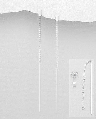 2 in 1 Bar + Chain Sterling Silver Jacket Stud Earrings