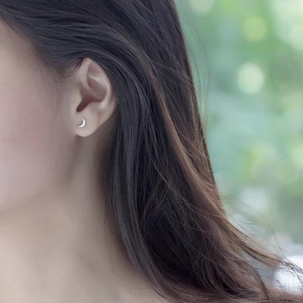 Sterling Silver Moon + Star Stud Earrings