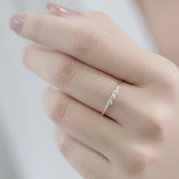 Sterling Silver Ring, Decorated with Cubic Zirconia