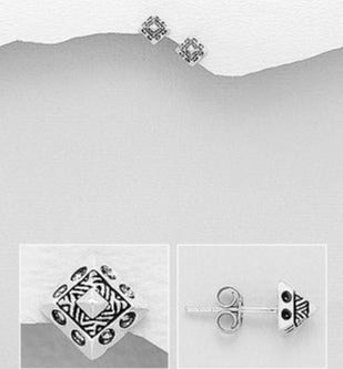 Pyramid Sterling Silver Stud Earrings