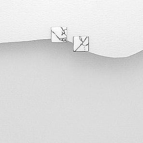 Sterling Silver Square Stud Earrings (Decorated with Howlite)