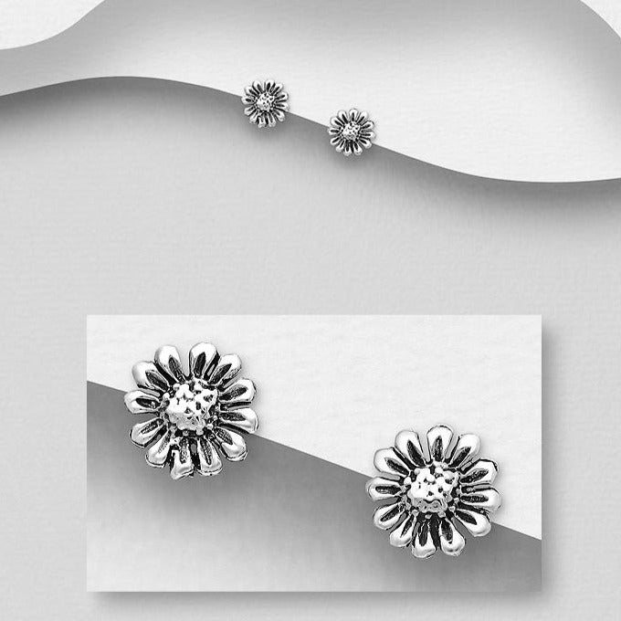 Sterling Silver Daisy Stud Earrings