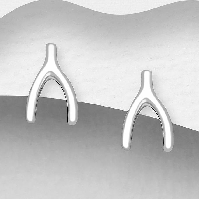 Sterling Silver Wishbone Stud Earrings