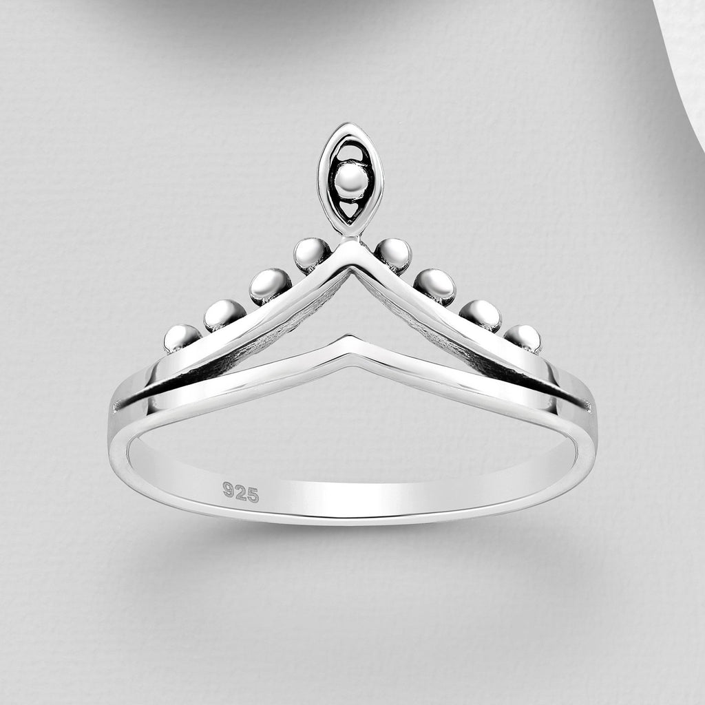 Fancy Chevron Oxidized Sterling Silver Ring