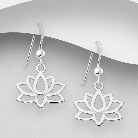 Sterling Silver Lotus Hook Earrings