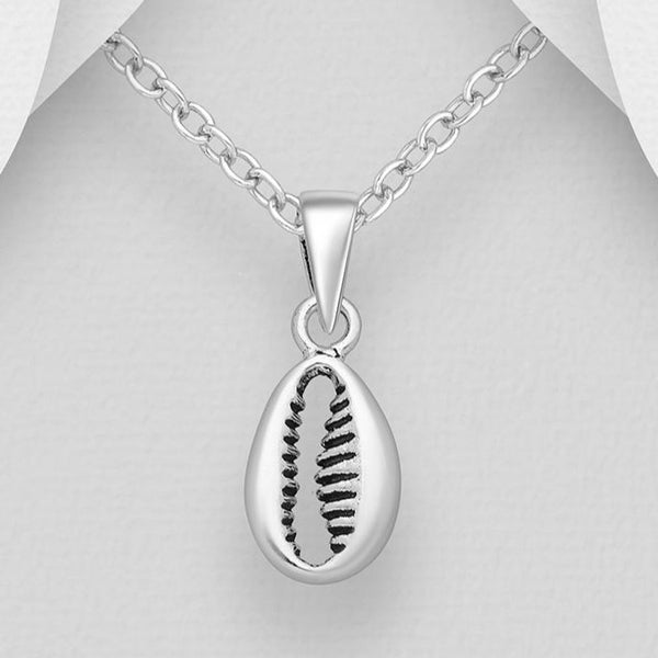Cowrie Shell Sterling Silver Pendant