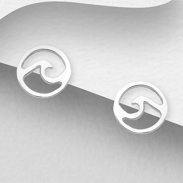 Sterling Silver Wave Stud Earrings