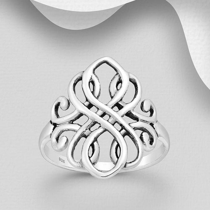 Sterling Silver Oxidized Swirl Ring