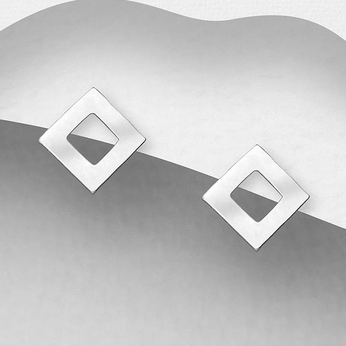 Sterling Silver Rhombus Stud Earrings