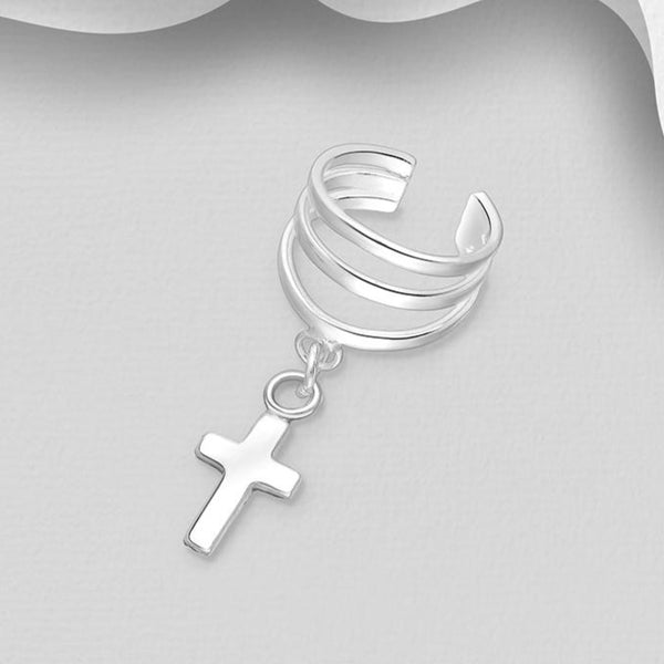Sterling Silver Ear Cuff - Cross Charm