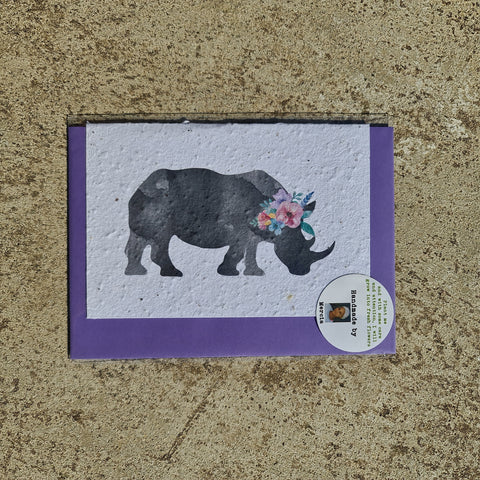 Rhino - Growing Paper Greeting Card