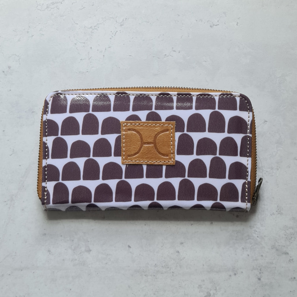 Ladies Large Purse - Laminated Fabric - Anthill White