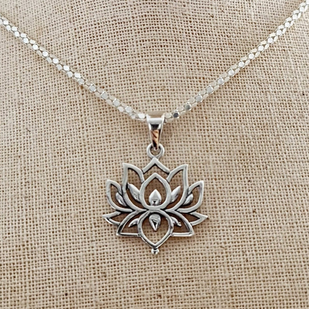 Oxidized Lotus Sterling Silver Pendant