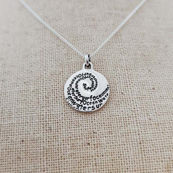 Sterling Silver Ocean Message Pendant