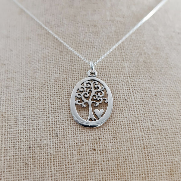 Tree of Life Heart Sterling Silver Pendant