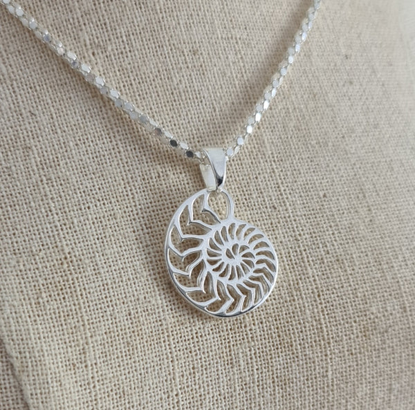 Ammonite Fossil Sterling Silver Pendant