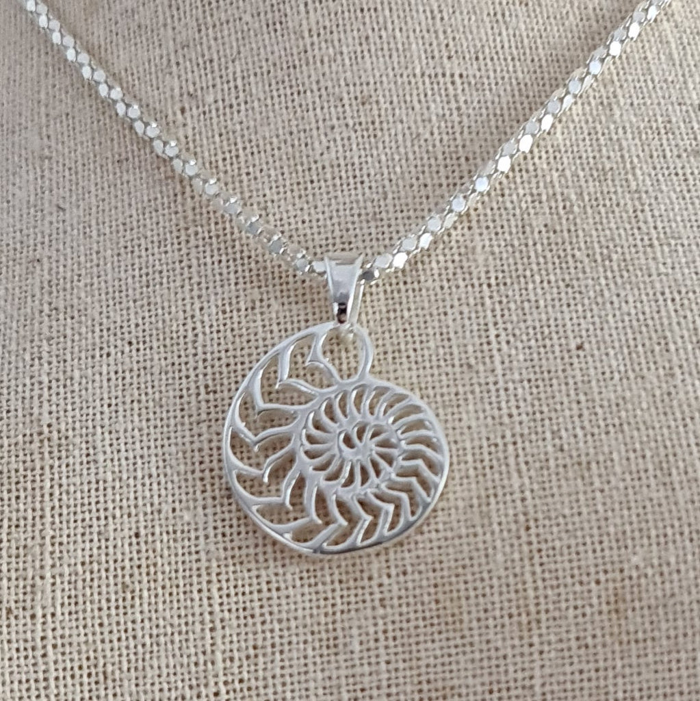 Ammonite Fossil Sterling Silver Pendant