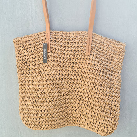 Crochet Basket Bag - Beige