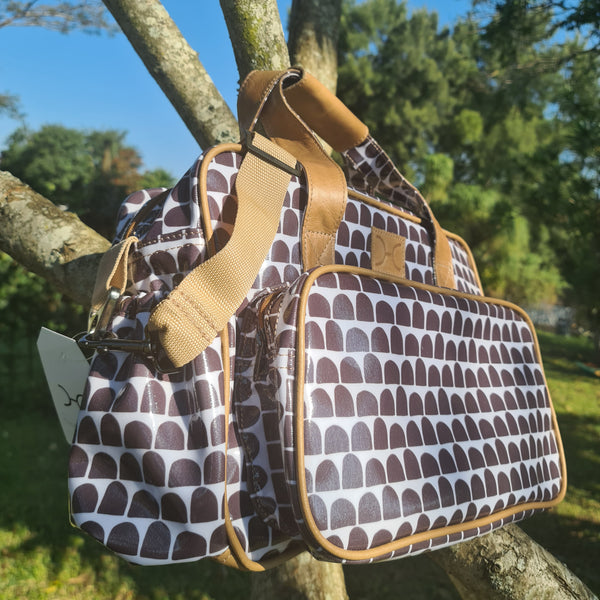 Nappy Bag Laminated Fabric - Anthill - White