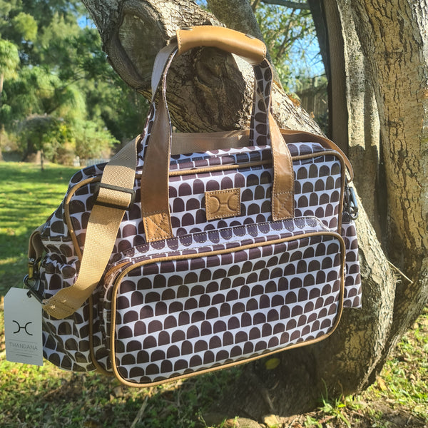 Nappy Bag Laminated Fabric - Anthill - White