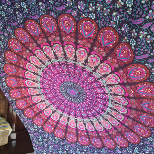 Plum Peacock Twin Throw