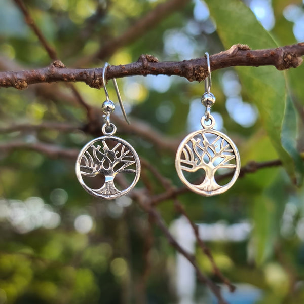 Sterling Silver Tree of Life Hook Earrings - Style 2