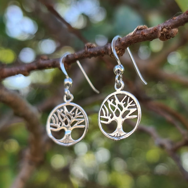 Sterling Silver Tree of Life Hook Earrings - Style 2