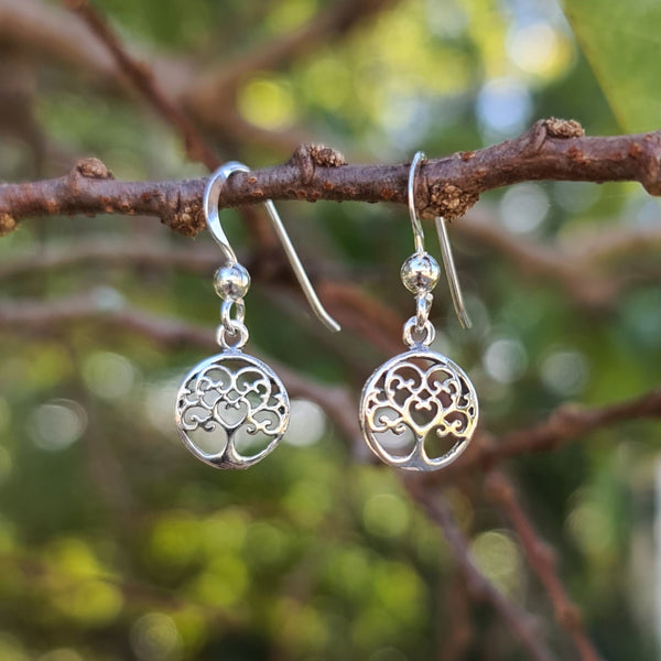 Sterling Silver Tree of Life Hook Earrings - Style 1
