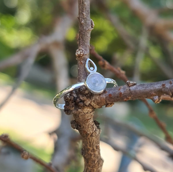 Sterling Silver Ring with Rainbow Moonstone