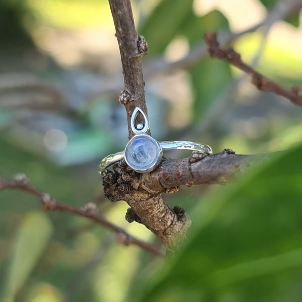 Sterling Silver Ring with Rainbow Moonstone