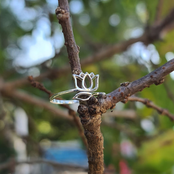 Lotus Sterling Silver Adjustable Ring