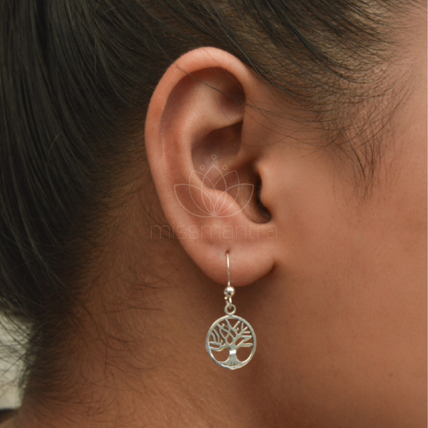 Sterling Silver Tree of Life Hook Earrings - Style 2