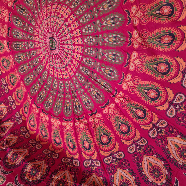 Red Blaze Mandala Roundie - Tassel Fringe