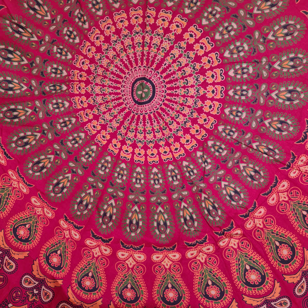 Red Blaze Mandala Roundie - Tassel Fringe