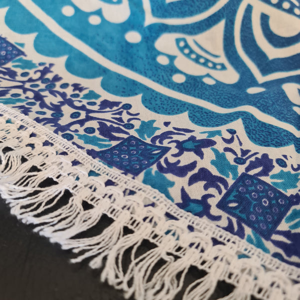Ombre Blue Mandala Roundie - Tassel Fringe