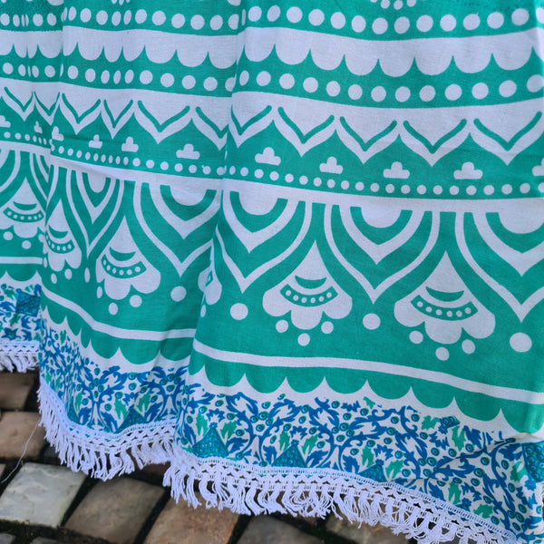 Ombre Green Mandala Roundie - Tassel Fringe