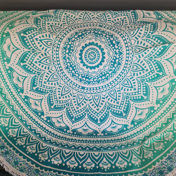 Ombre Green Mandala Roundie - Tassel Fringe