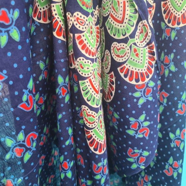 Blue Peacock Flower Rayon Sarong