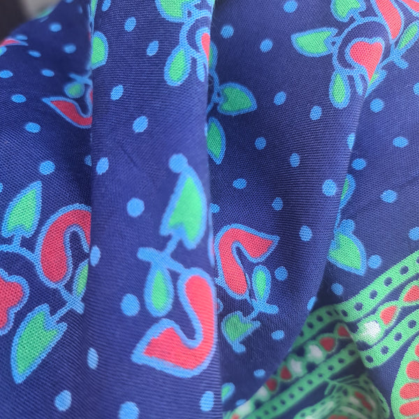 Blue Peacock Flower Rayon Sarong