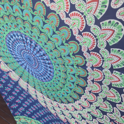 Blue Peacock Flower Rayon Sarong