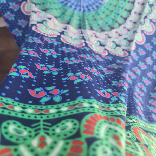 Blue Peacock Flower Rayon Sarong