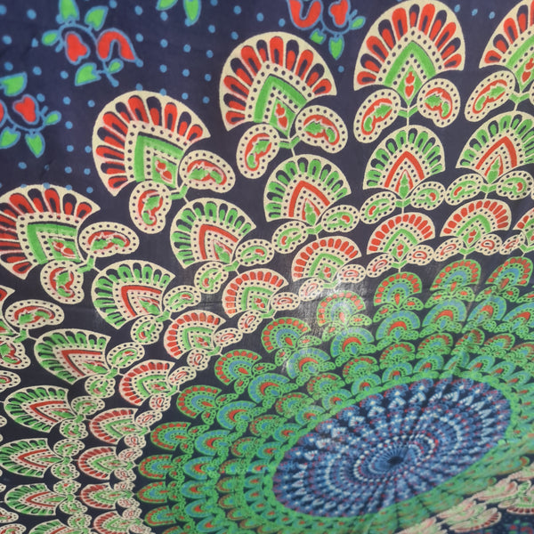 Blue Peacock Flower Rayon Sarong
