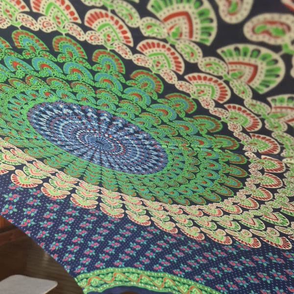 Blue Peacock Flower Rayon Sarong
